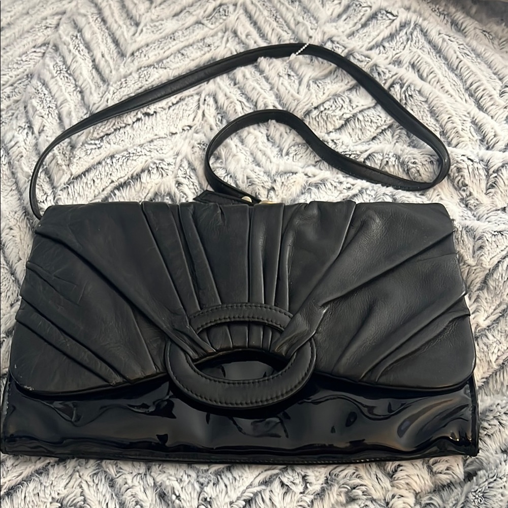 Vintage La Borsa Genuine Leather Black Shoulder Bag Purse